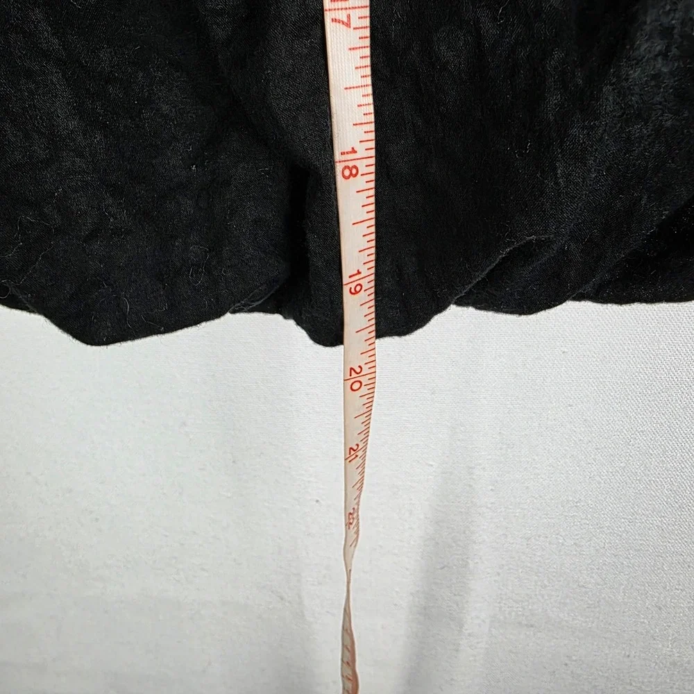 AYR The Puffy Top Black Textured Cotton Puff Sleeve Bubble Hem Crop Blouse Small - Picture 7 of 7